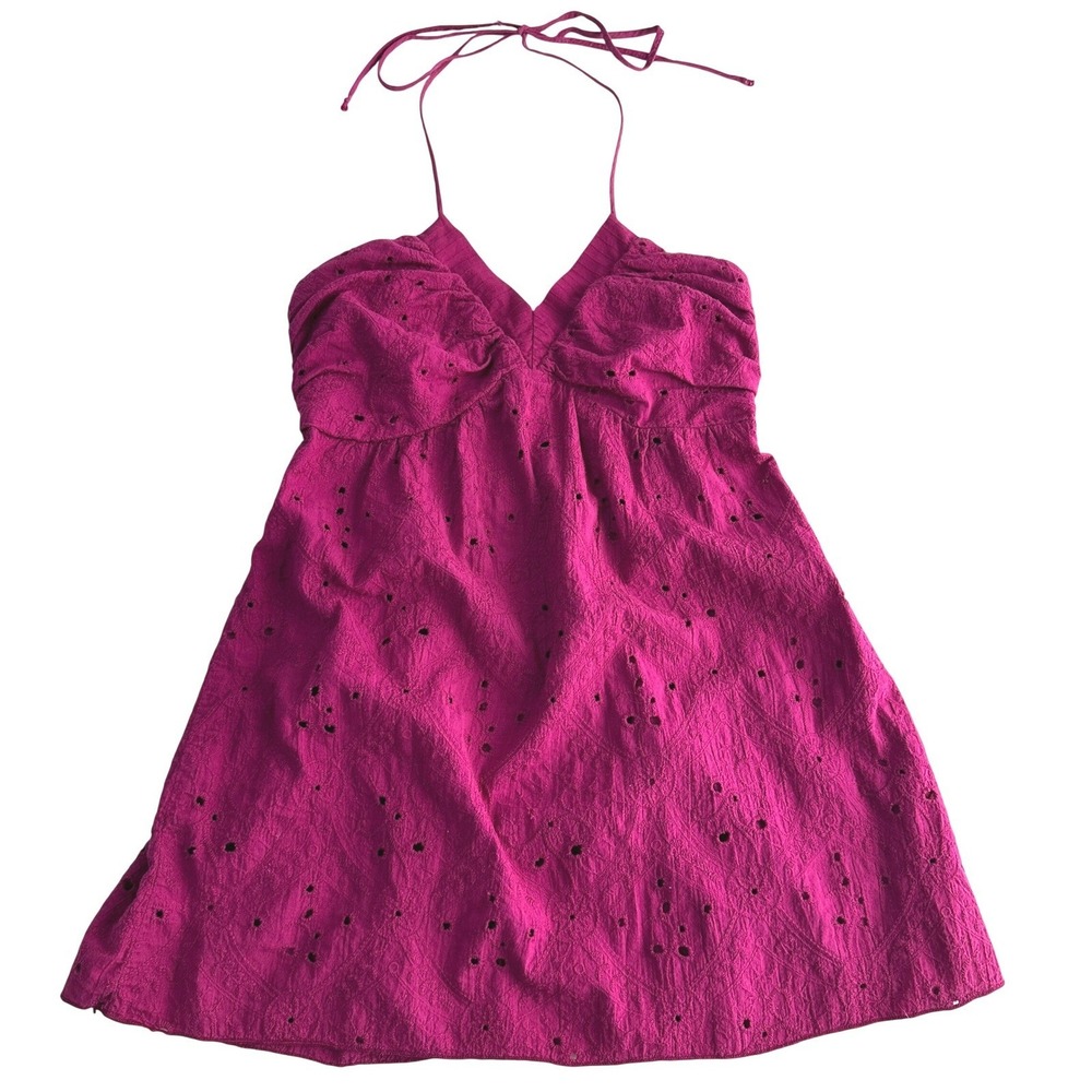 Y2K Babydoll Womens Halter Top S DREAM Pink Eyelet Fairycore Coquette Festival